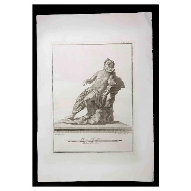 Ferdinando Campana, Dionysus, Ancient Roman Statue, Etching, 18th Century For Sale