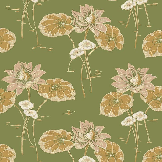Sample - Boråstapeter Haga Wallpaper in Leaf For Sale