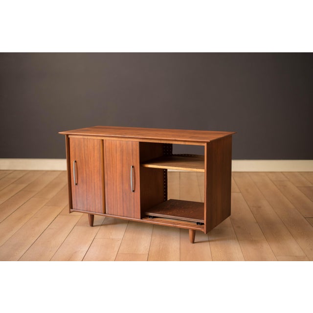 Mid-Century Modern Mid Century Modern Solid Walnut Stereo Console Cabinet by Ace-Hi Furniture For Sale - Image 3 of 18