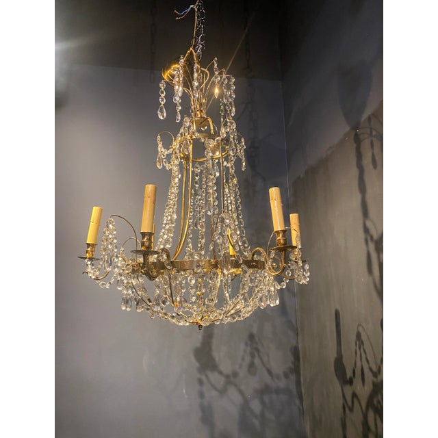 Gold 1900 Swedish Empire Chandelier For Sale - Image 8 of 9