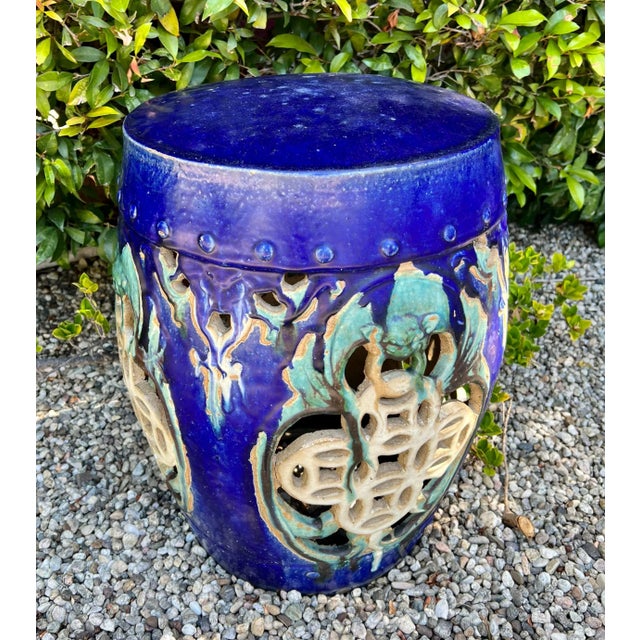 Terracotta Asian Inspired Garden Stool Table or Stand For Sale - Image 4 of 10