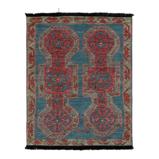 Rug & Kilim Tribal Style Rug, Red and Blue Geometric Pattern, 4x6 For Sale