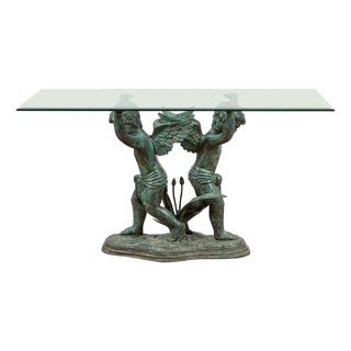 1960s Greco-Roman Style Bronze Double Cherub Table Base For Sale