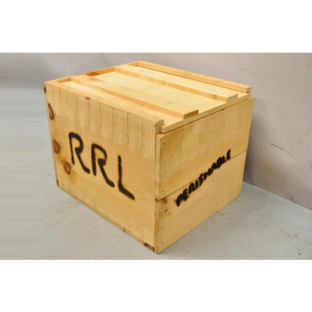 Brown Late 20th Century RRL Wooden Sliding Lid Crate Ralph Lauren? Perishable Burn Mark Storage Box For Sale - Image 8 of 12
