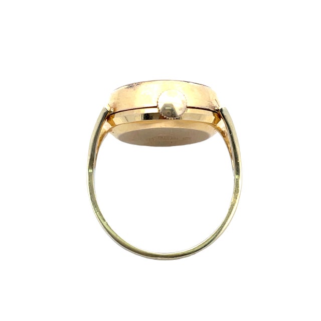 Gigandet 18k Yellow Gold Vintage Watch Ring, Size 6.5 For Sale - Image 4 of 6