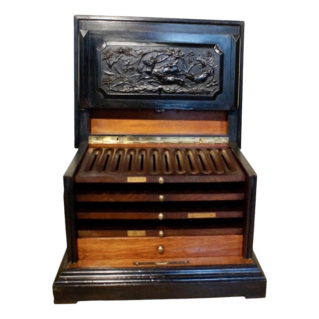 Antique Black Forest Carved Humidor with Wild Boar, 1870 For Sale
