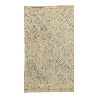 Mid 20th Century Mid 20th Century Washed Out Embroidered Vintage Kilim For Sale