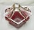 Murano Vintage Murano Style Ruby Red Art Glass Purse Vase With Clear Handle & Aventurine Flecks For Sale - Image 4 of 12