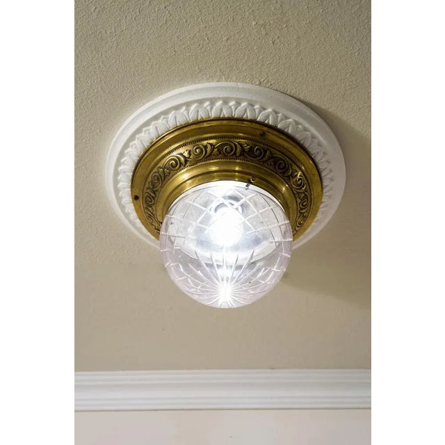 Art Nouveau Lamps in Brass with Grinded Glass Lampshade, 1890s, Set of 2 For Sale - Image 5 of 11