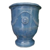 French Anduze Planter Blue 15” X 17” by La Madeleine For Sale