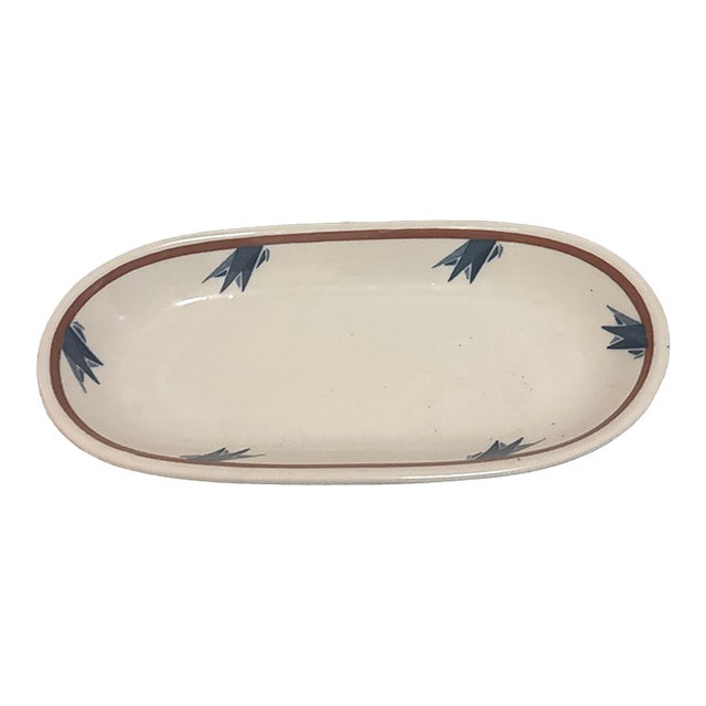 Vintage Syracuse China "Aurora" Oval Ceramic Trinket Dish For Sale