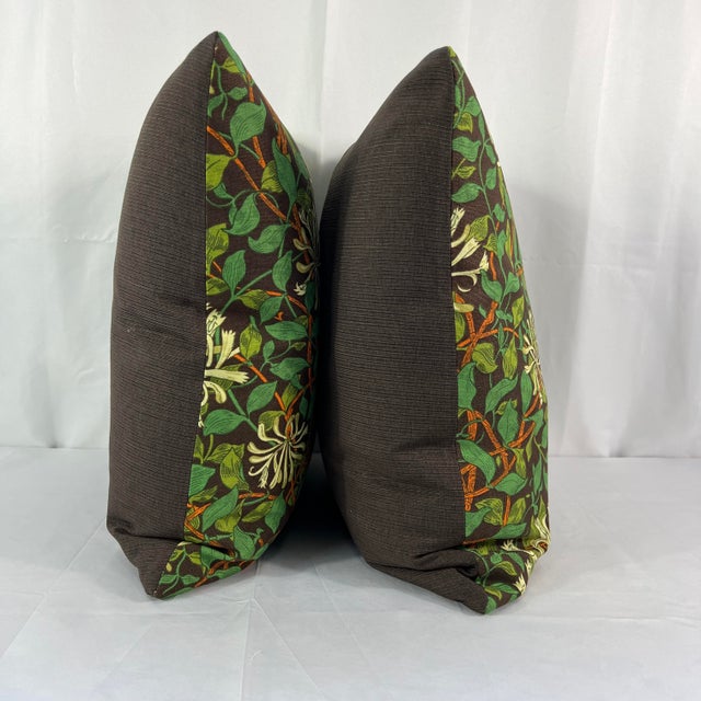 English Morris & Co “Honeysuckle” 20”x20” Pillows - A Pair For Sale - Image 3 of 5