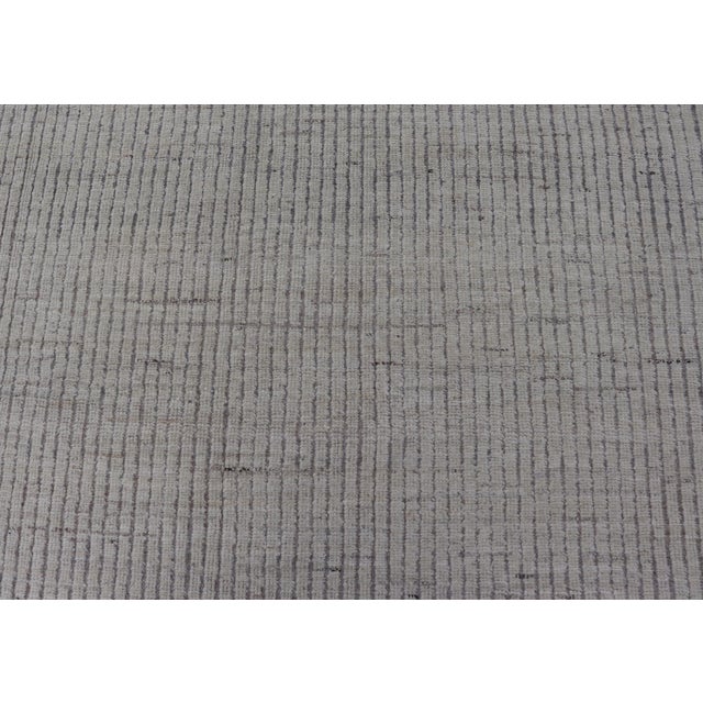 Modern Hand-Knotted Rug With All-Over Geometric High-Low Design in Neutral Tones 9'2 X 11'9 For Sale - Image 9 of 12