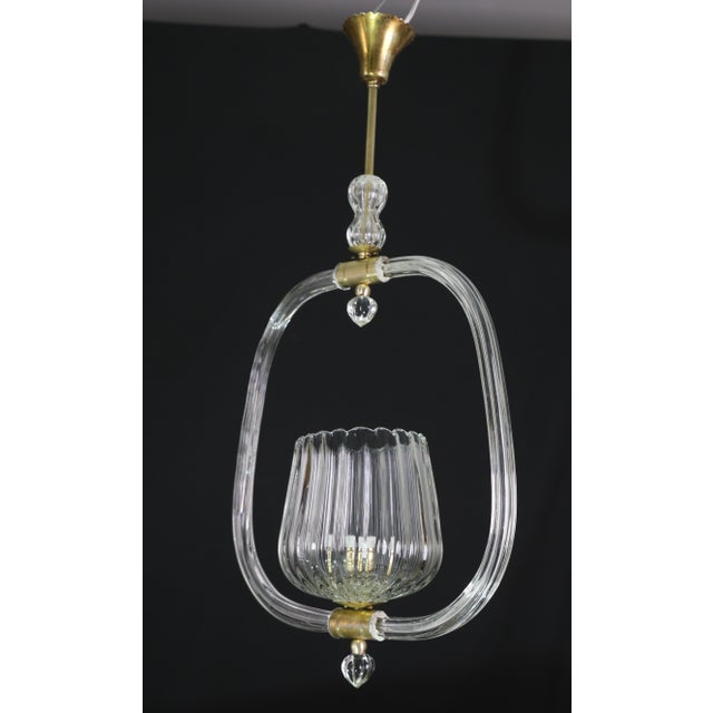 1950s Charming Murano Glass Art Deco Pendant Chandelier by Ercole Barovier For Sale - Image 12 of 14