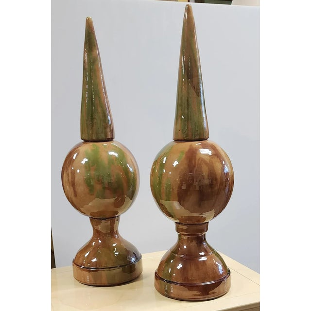 Late 20th Century Sancai Glazed Terracotta Obelisks- a Pair For Sale - Image 12 of 12