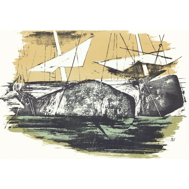 Original lithograph by Benton Spruance from the portfolio "Moby Dick - The Passion of Ahab" printed by The Meriden Gravure...