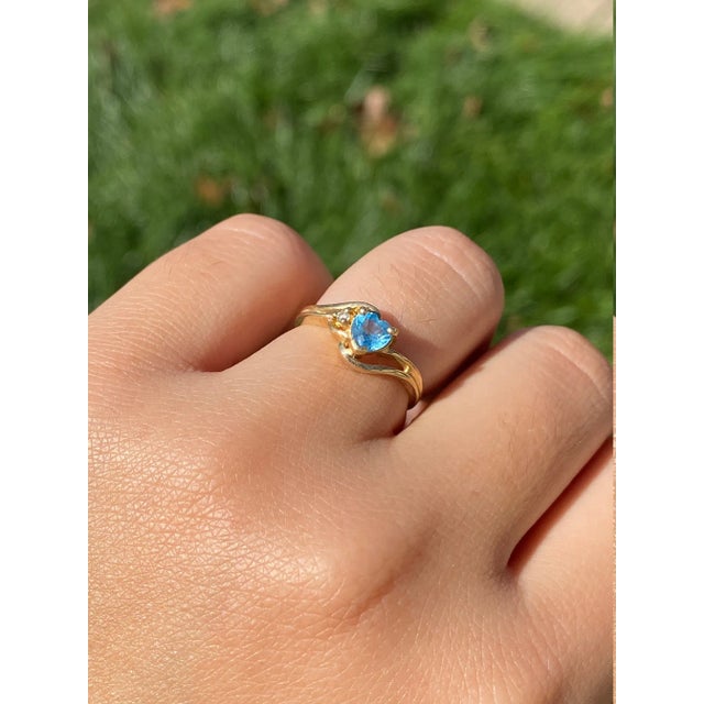 The Zuma: Ladies 14 K Gold Topaz and Diamond Heart Ring For Sale - Image 9 of 9