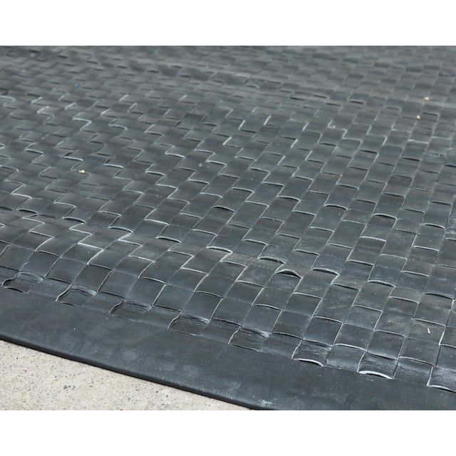 Late 20th Century Palace Size Modern Woven Leather Strap Area Rug Carpet For Sale - Image 5 of 12