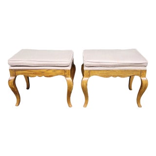 Late 20th Century Drexel Heritage Oak Footstools- a Pair For Sale