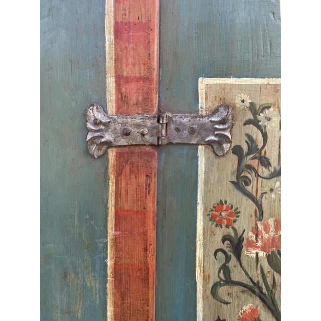 Alpine Blue Floral Painted Cupboard For Sale - Image 14 of 18