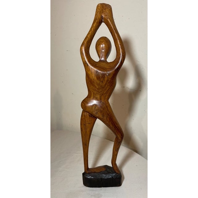 Antique Hand Carved Abstract Modernist Nude Lady Wood Figural Sculpture Statue For Sale - Image 11 of 13