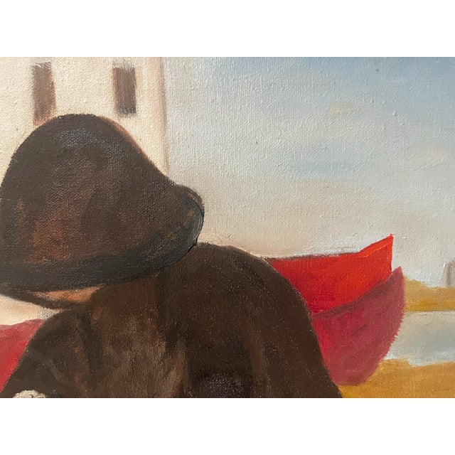 Copper Mid-Century Jane Wells “Costa Brava, Spain” Framed Studio Artist Painting, Signed For Sale - Image 8 of 11