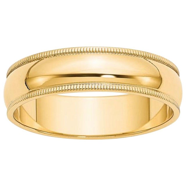 14 Karat Gold Milgrain Half Round Comfort Fit Wedding Band 8.5 Grams For Sale - Image 15 of 18