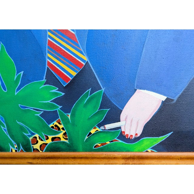 1980s Oil Painting Portrait of Women in Gentlemen's Attire by Keiko Noda For Sale - Image 4 of 12