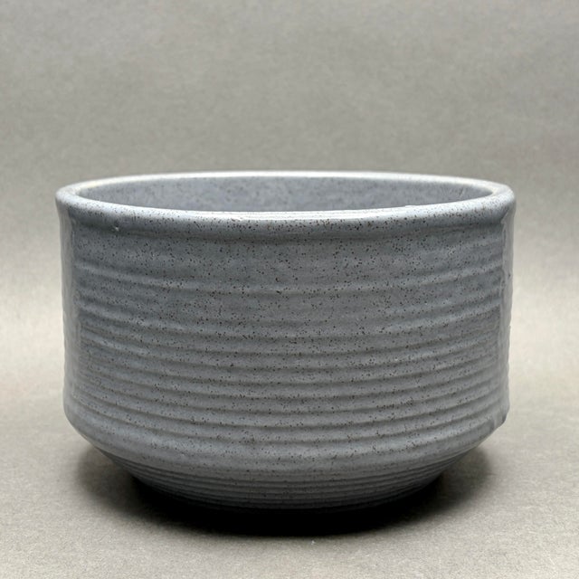 Vintage Blue Gray Speckled Glazed Ceramic Art Pottery Planter Pot For Sale - Image 4 of 7