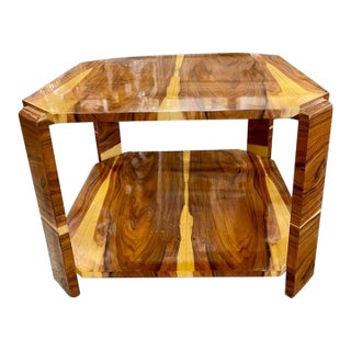 Italian Deco Design Exotic Veneer Side Table For Sale