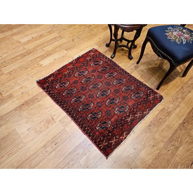 Traditional 19th Century Vintage Turkmen Tekke Rug With Geometric Medallions For Sale - Image 3 of 12