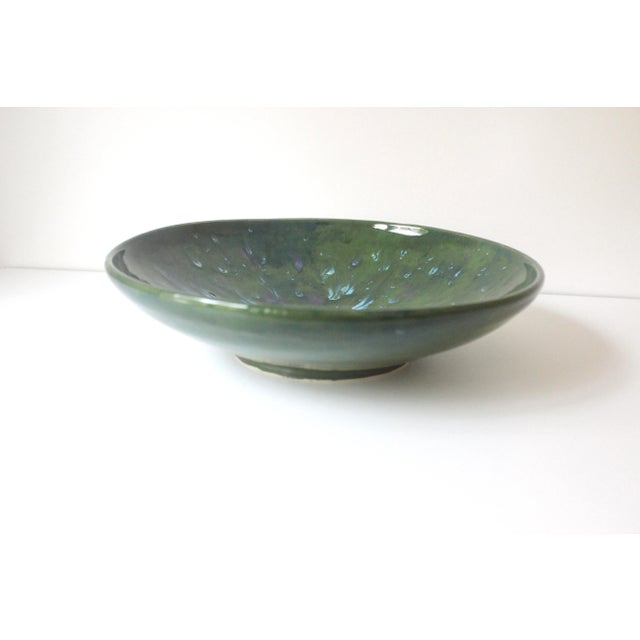 Mid-Century Modern Large Shallow Studio Pottery Bowl With Drip Glaze For Sale - Image 9 of 9