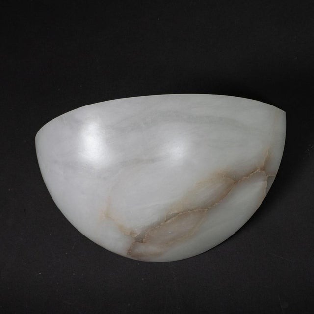 Single Art Deco Inspired Spanish Alabaster Sconce For Sale - Image 9 of 9