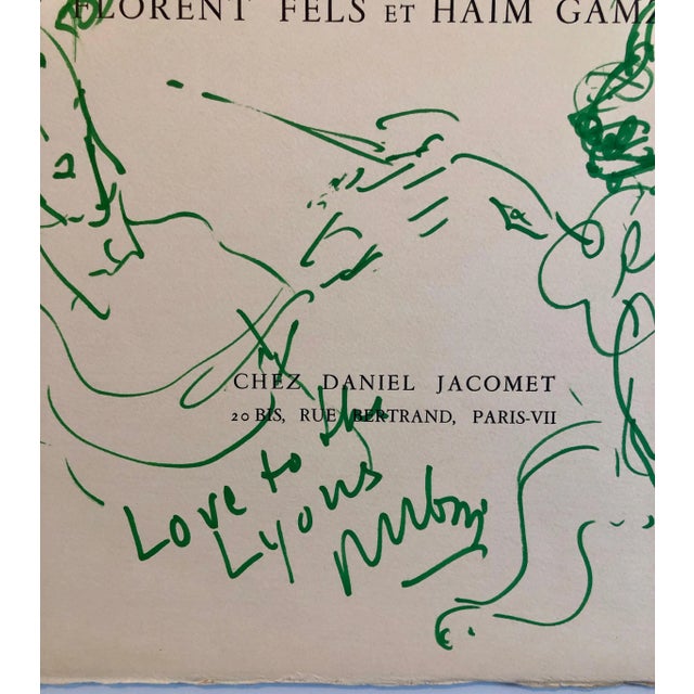 Reuven Rubin, Original Drawing Reuven Rubin Self Portrait with Lion Modern Israeli Art 1960 For Sale - Image 4 of 7