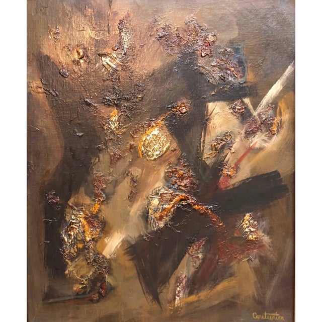 Rene Couturier, French Gestural Abstract Expressionist Textured Oil Painting, c.1970 For Sale - Image 4 of 7