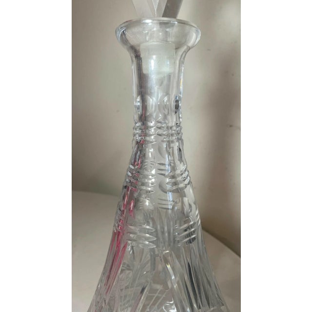 Transparent Huge Vintage American Brilliant Cut Clear Crystal Liquor Wine Decanter Glass For Sale - Image 8 of 10