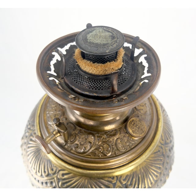19h Century Cast Polished Brass Tripod Base Adjustable Height Oil Flor Lamp MINT For Sale - Image 4 of 17