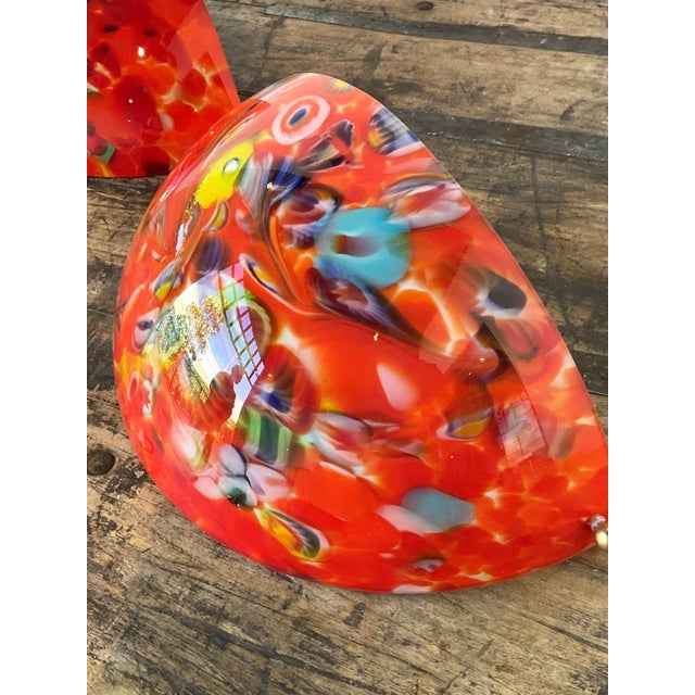 Metal Vintage Italian Art Glass Light Sconce After Murano - A Pair For Sale - Image 7 of 12