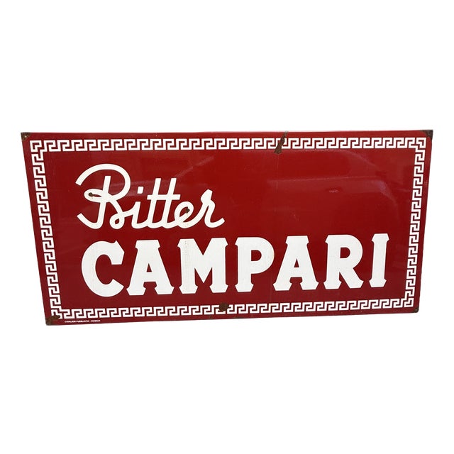 Bitter Campari Sign in Enameled Metal, 1960s For Sale