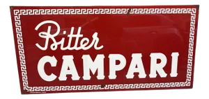 Bitter Campari Sign in Enameled Metal, 1960s