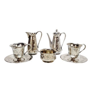 Art Nouveau Alpaca Silver Coffee Service, 1890s, Set of 7 For Sale