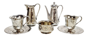 Art Nouveau Alpaca Silver Coffee Service, 1890s, Set of 7