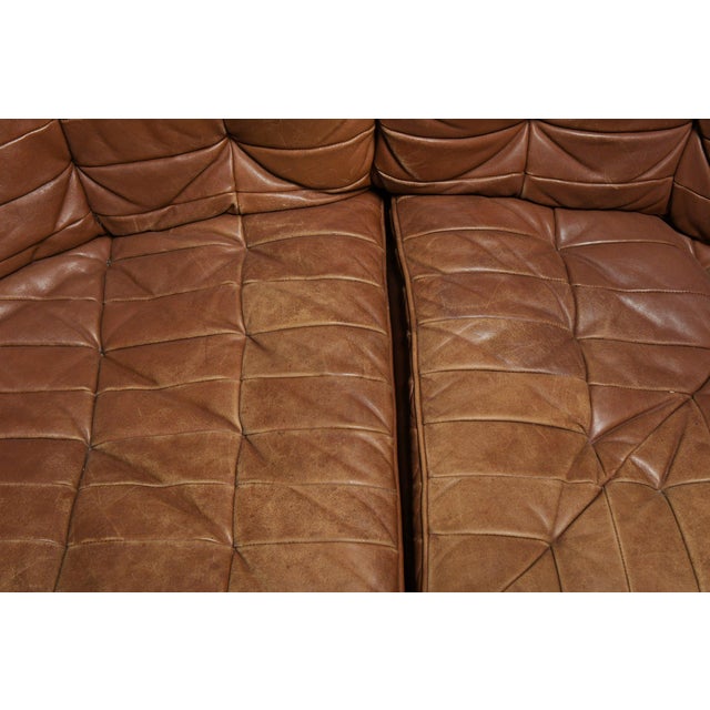 De Sede De Sede DS11 Patchwork Leather Sectional in Caramel, Circa 1970s For Sale - Image 4 of 5
