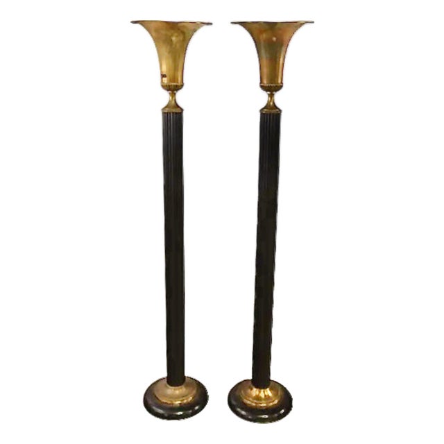 Pair Art Deco Torcheres or Floor Lamps For Sale