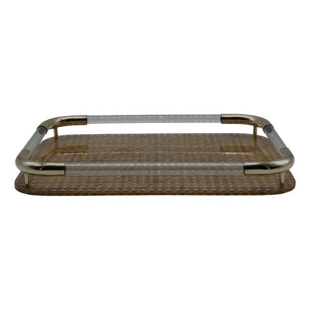 Brass and Vienna Scraw Serving Tray from Christian Dior, 1970s For Sale