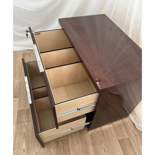 Brown Lateral File Cabinet by Alf Group, Two Locking Drawers, Modern Italian Style For Sale - Image 8 of 15