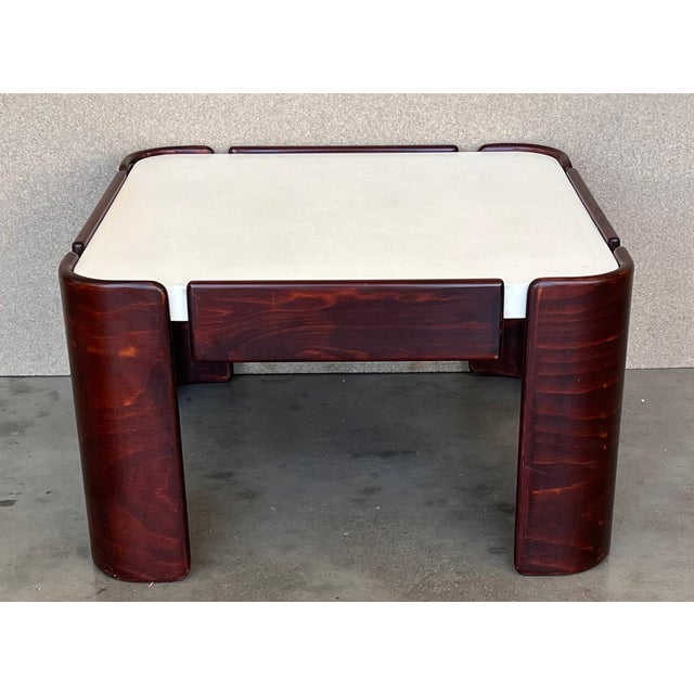 Mid-Century Modern Square Table with Curved Legs and White Top For Sale - Image 10 of 18