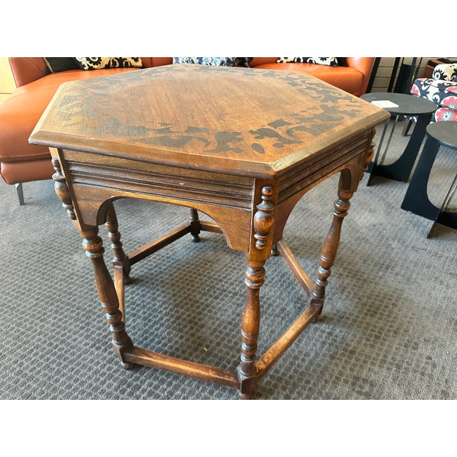 1920s Early 1900’s John Fenton Designed Hexagon Wood Table Sourced From O’Conner & Moffitt & Co. Of San Francisco For Sale - Image 5 of 14