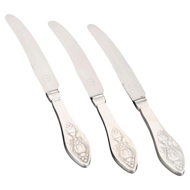 Fruit Knives in Sterling Silver and Fuchsia Pattern by Georg Jensen, 1930s, Set of 3 For Sale - Image 6 of 6
