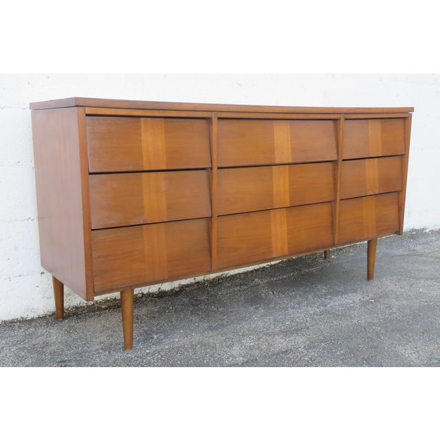 Mid 20th Century Mid Century Modern Inlay Low Long Dresser Bathroom Vanity 6264 For Sale - Image 5 of 18